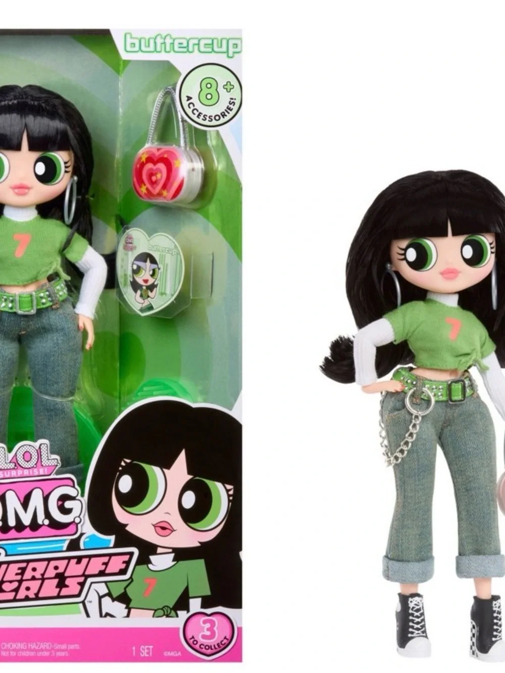 L.O.L. Surprise! Buttercup Doll in Green Top & Denim Jeans - Black Hair